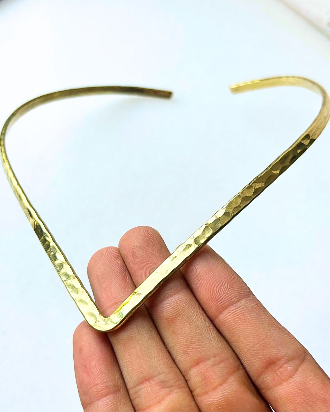 Hammered V Shaped Brass Choker - Image 3