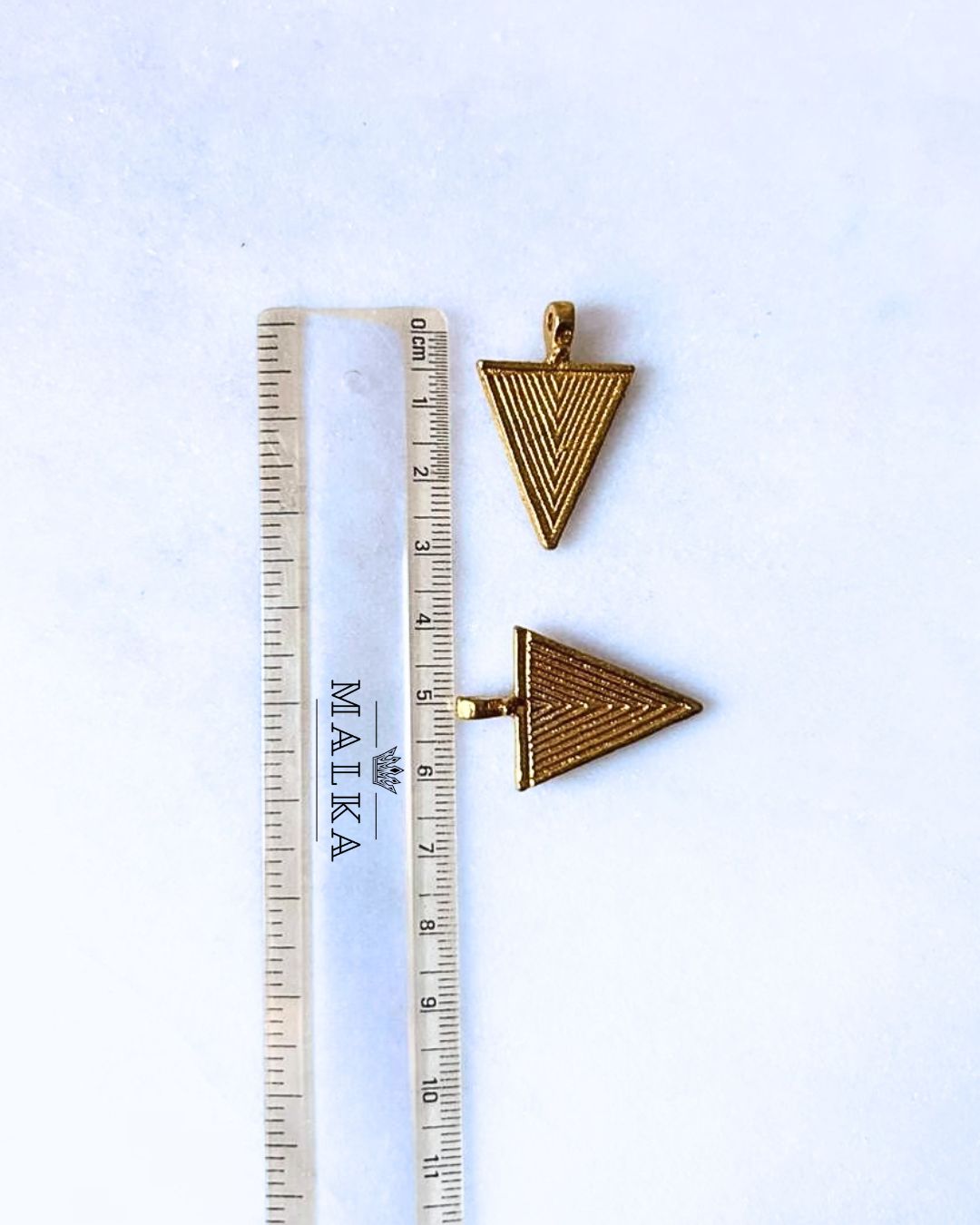 Engraved Triangle Brass Charm – Single Piece - Image 3