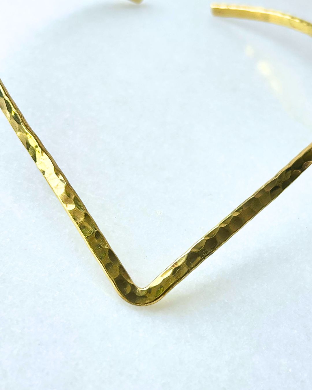 Hammered V Shaped Brass Choker - Image 2