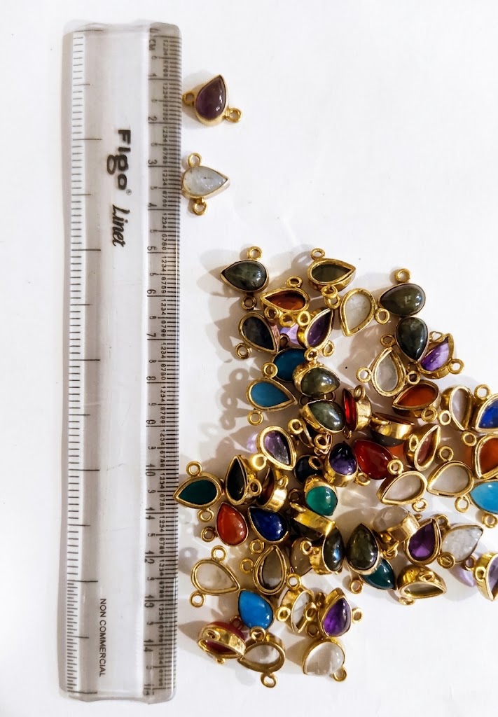 Teardrop Brass Connector with Stone – Assorted - Image 3