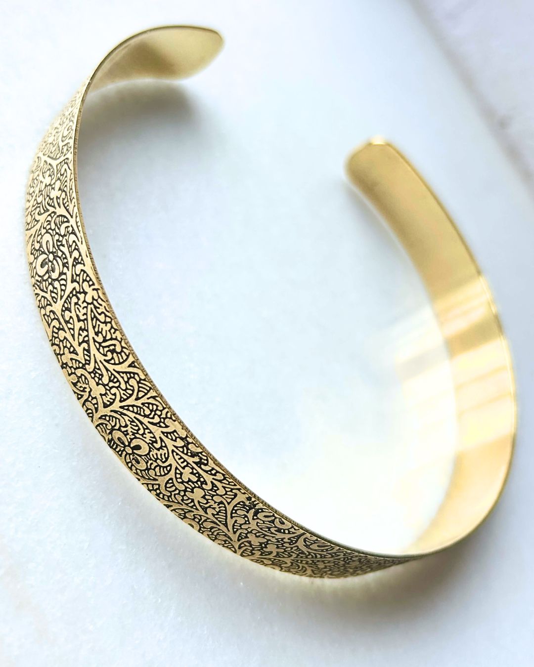 Wide Flower Engraved Brass Choker - Image 3