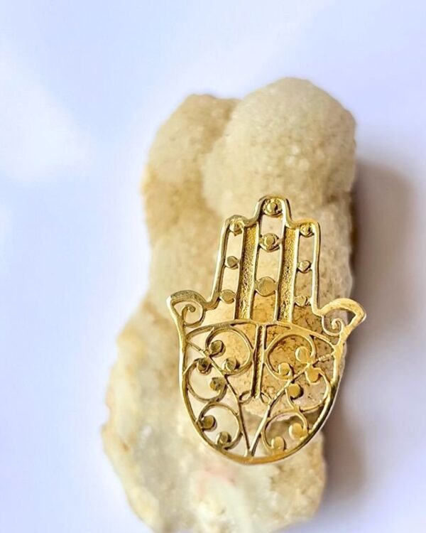 Filigree Hamsa Hand Brass Pendant