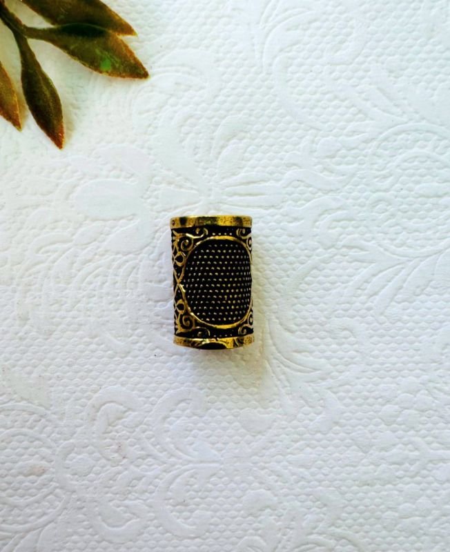 Floral Blackened Brass Dreadlock Bead - Image 2