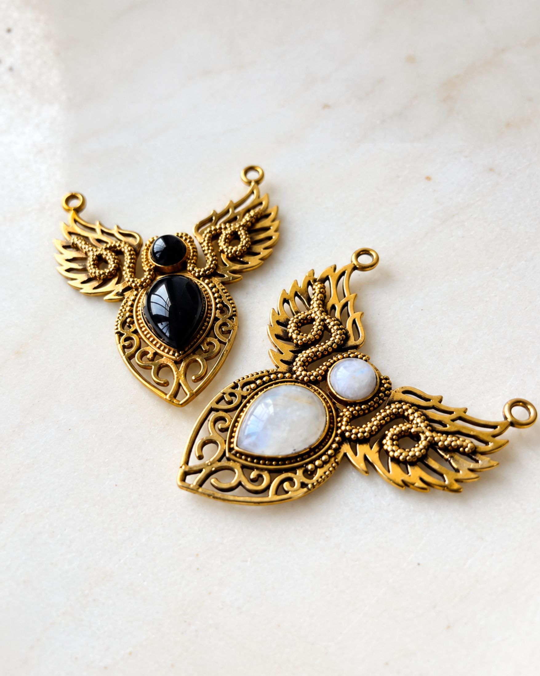 Teardrop Winged Brass Connector for Jewelry Making - Image 2