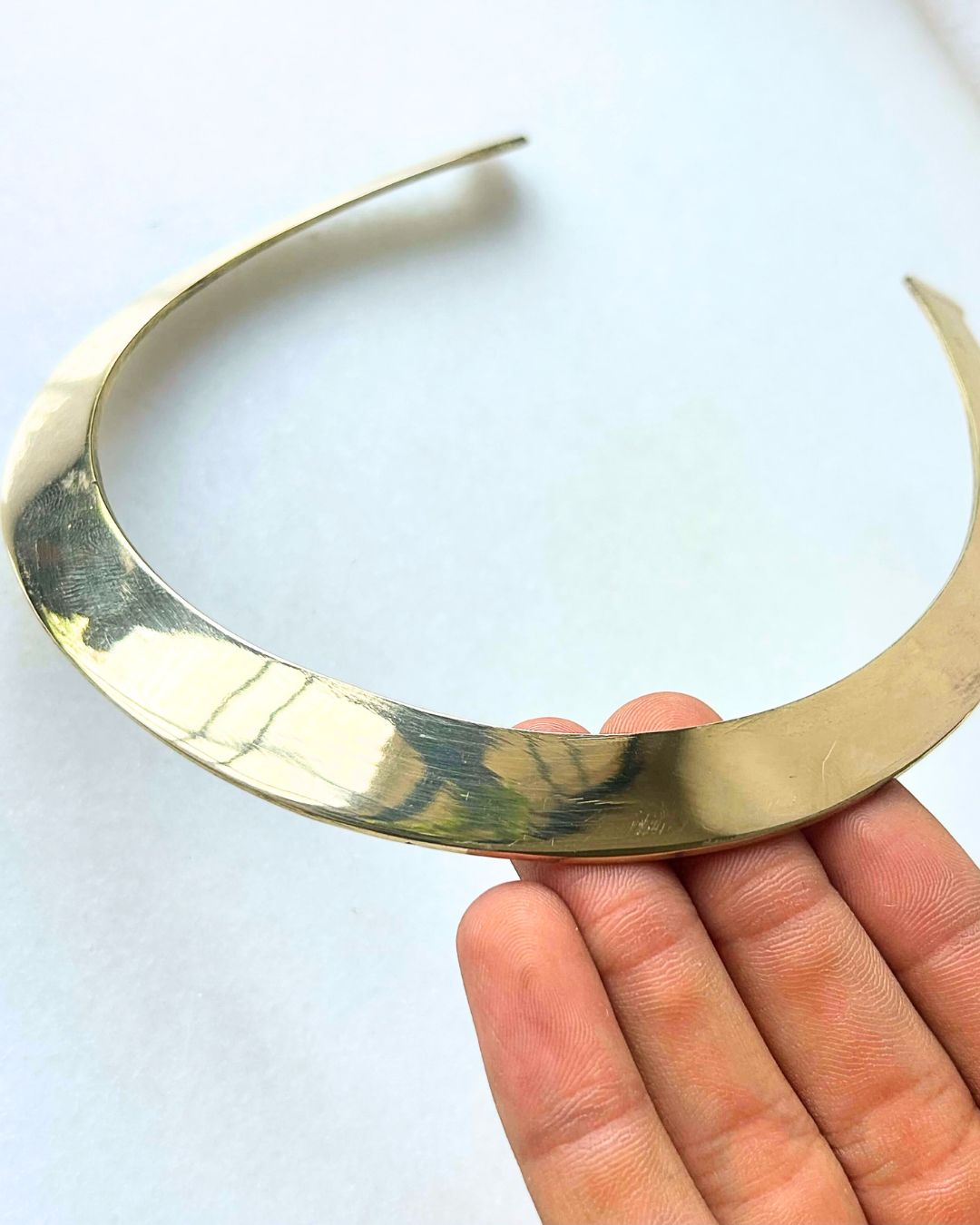 Wide Polished Brass Collar Choker - Image 4