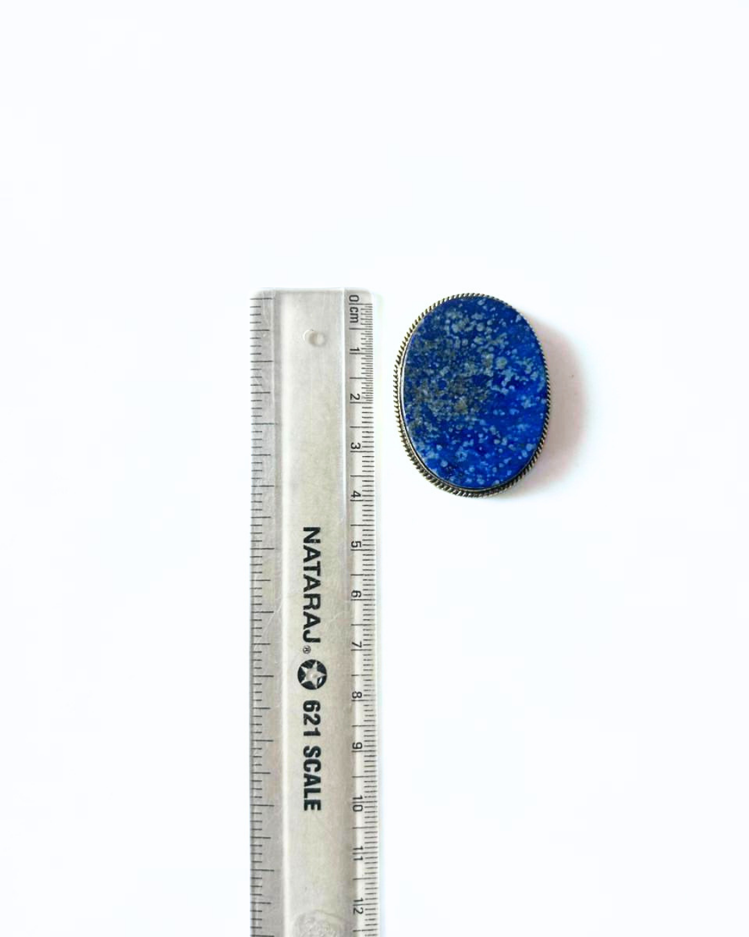 40mm Lapis Lazuli Grooved Stone with Brass Groove - Image 3