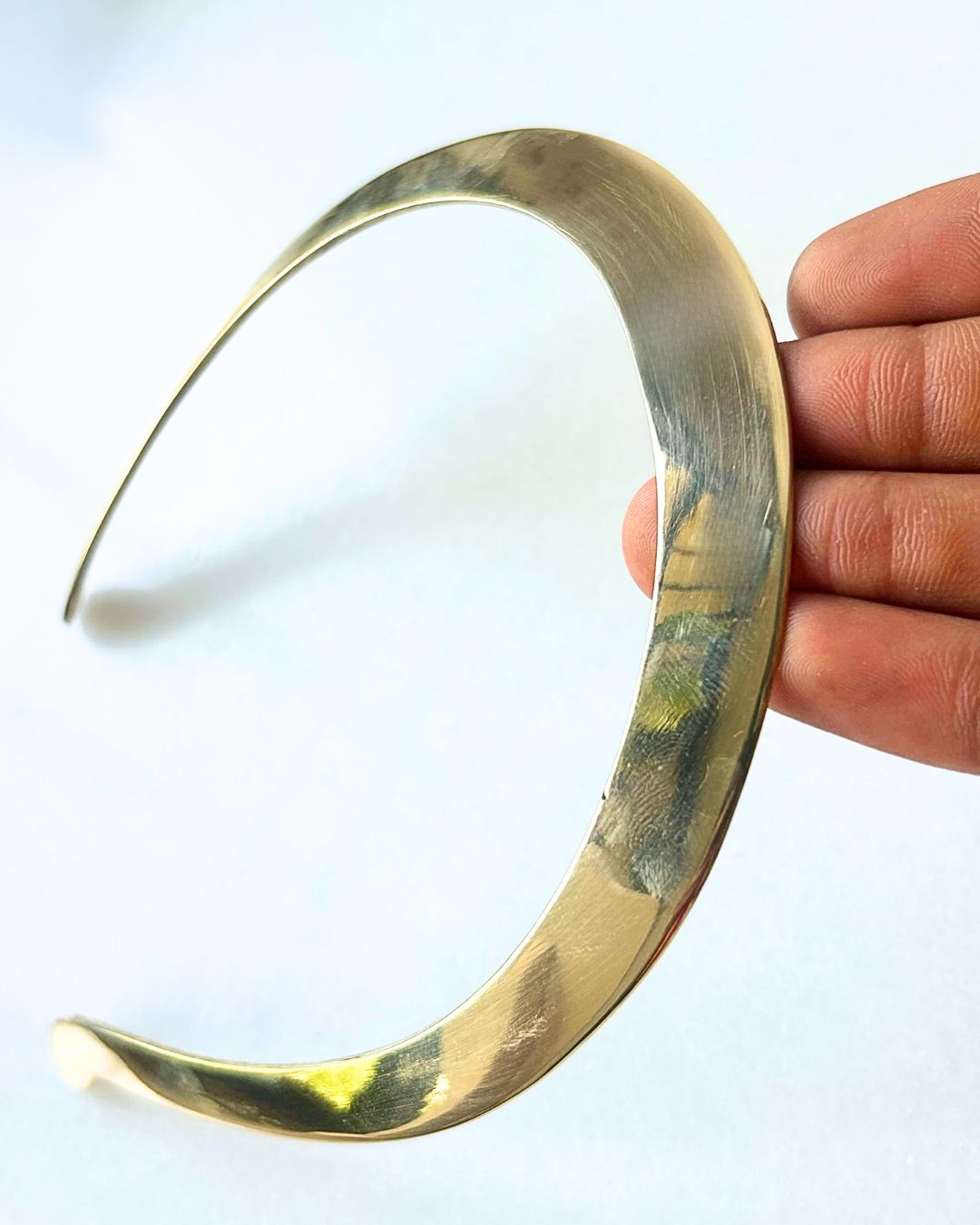 Wide Polished Brass Collar Choker - Image 3