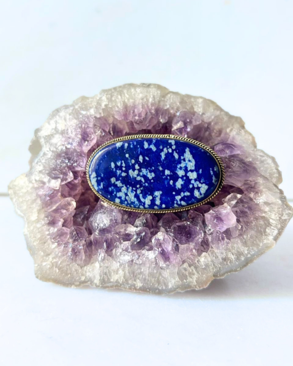 52mm Lapis Lazuli Grooved Stone with Brass Groove