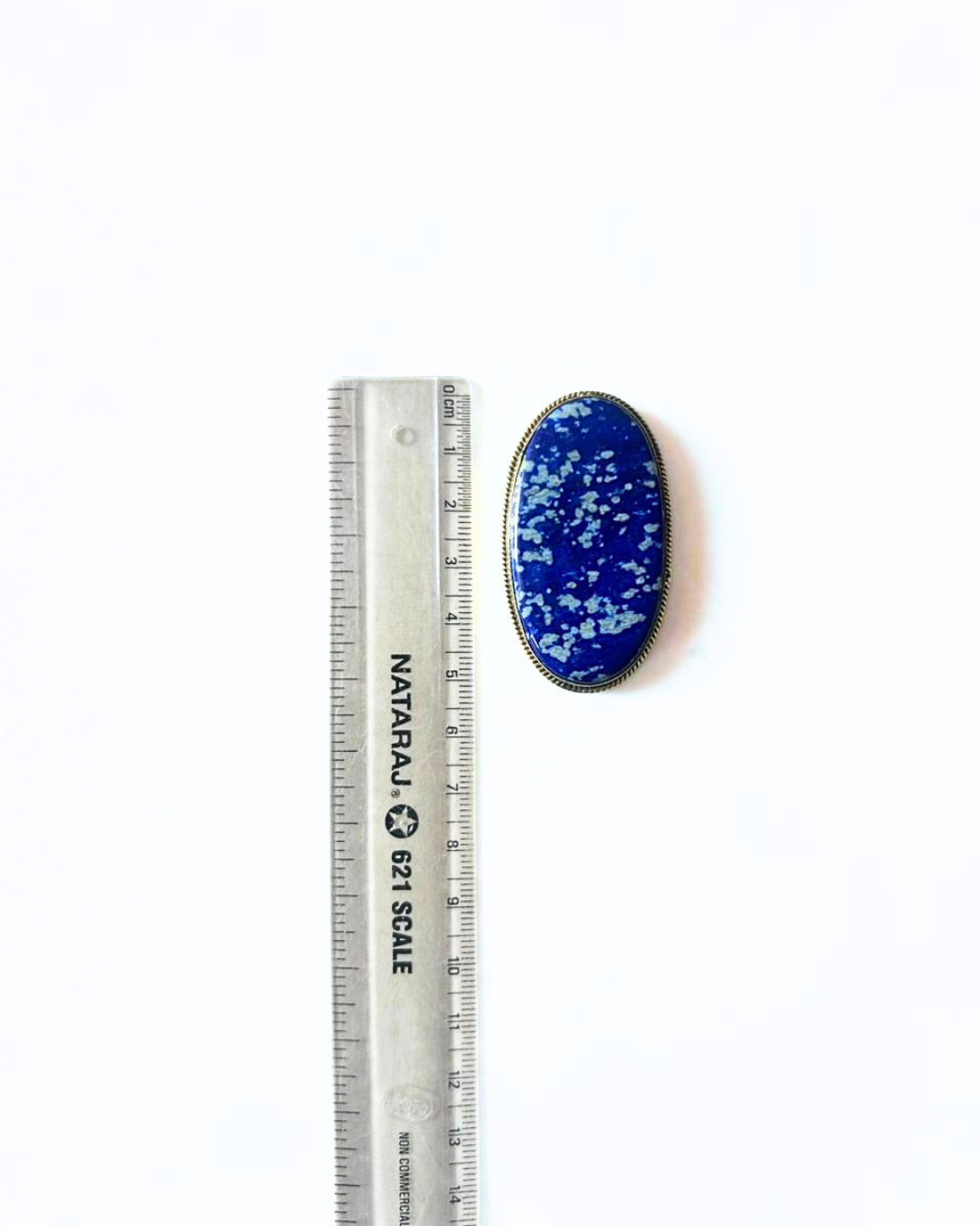 52mm Lapis Lazuli Grooved Stone with Brass Groove - Image 3