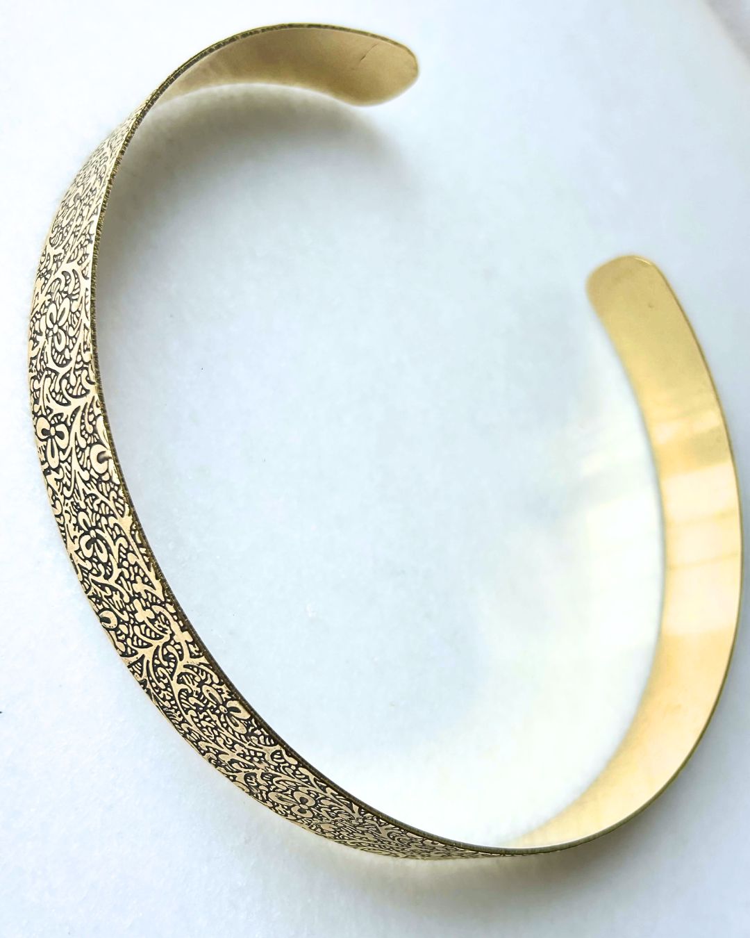Wide Flower Engraved Brass Choker - Image 2