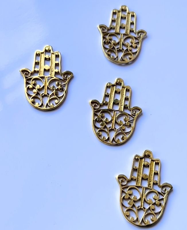 Filigree Hamsa Hand Brass Pendant - Image 2