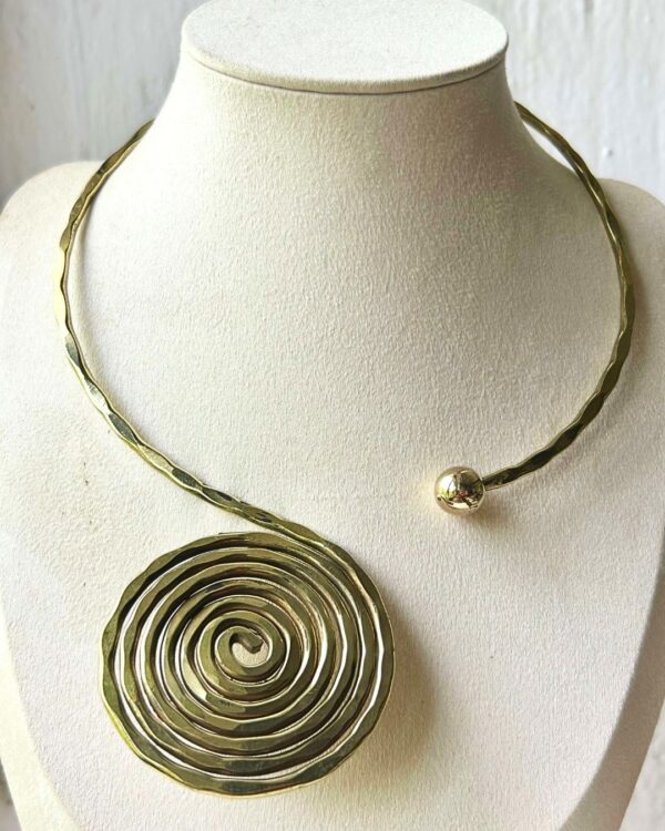 Handmade Spiral Statement Brass Choker