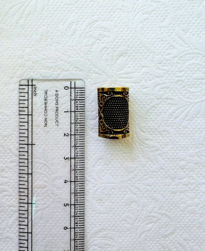 Floral Blackened Brass Dreadlock Bead - Image 4