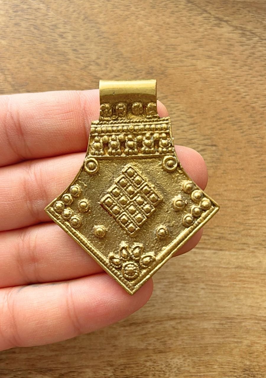 Big Ethnic Brass Pendant – Single Piece - Image 4