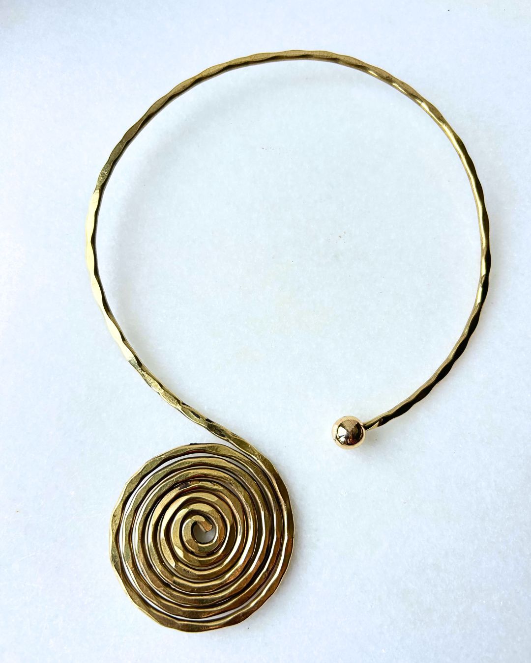 Handmade Spiral Statement Brass Choker - Image 2