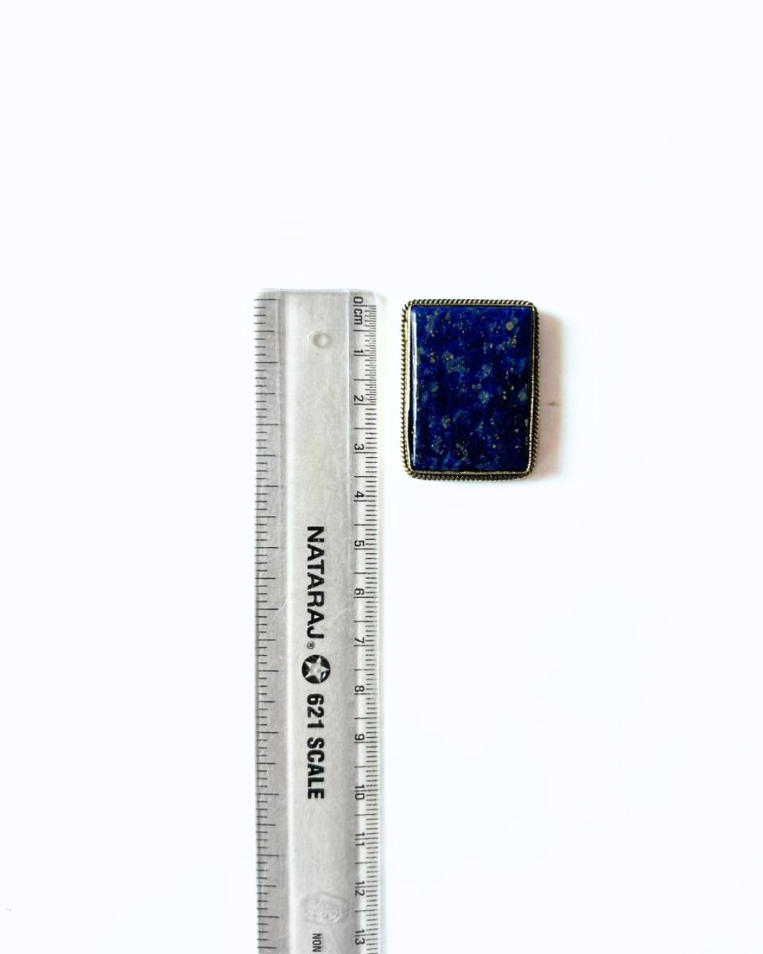 34mm Lapis Lazuli Grooved Stone with Brass Groove - Image 3