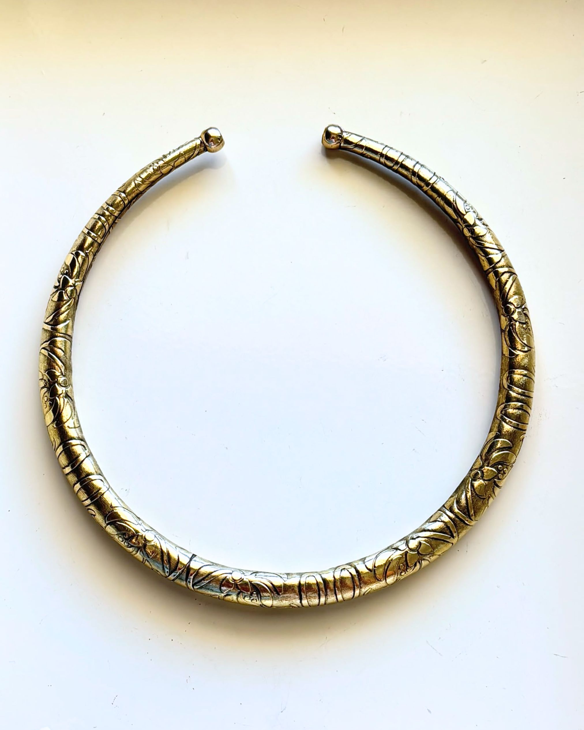 Vintage Floral Engraved Brass Choker - Image 2