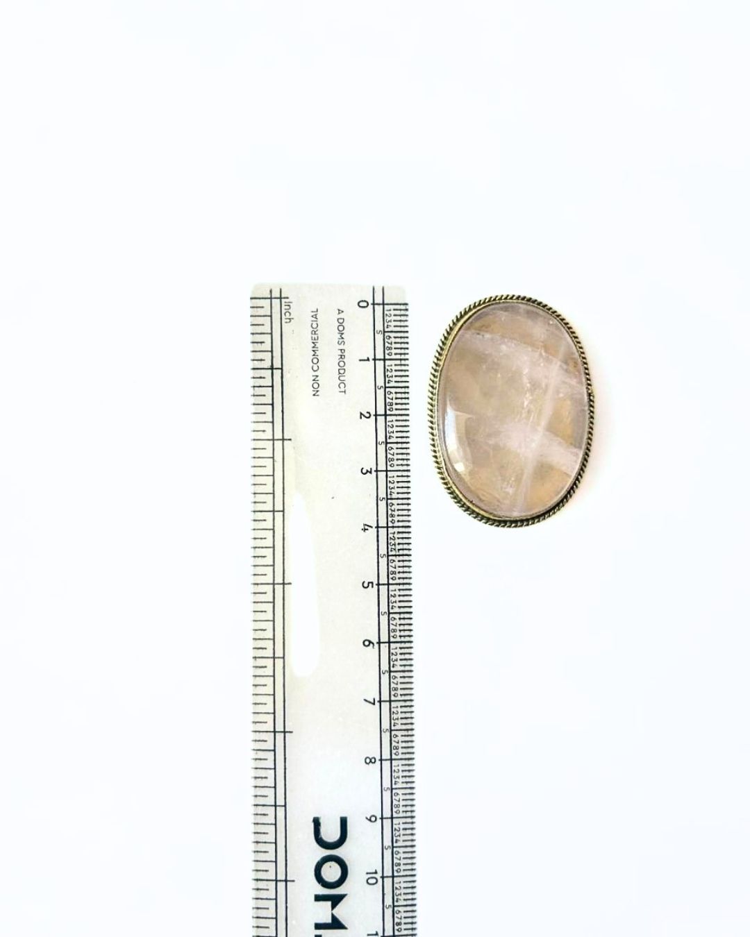42mm Oval Rose Quartz Grooved Stone - Image 2