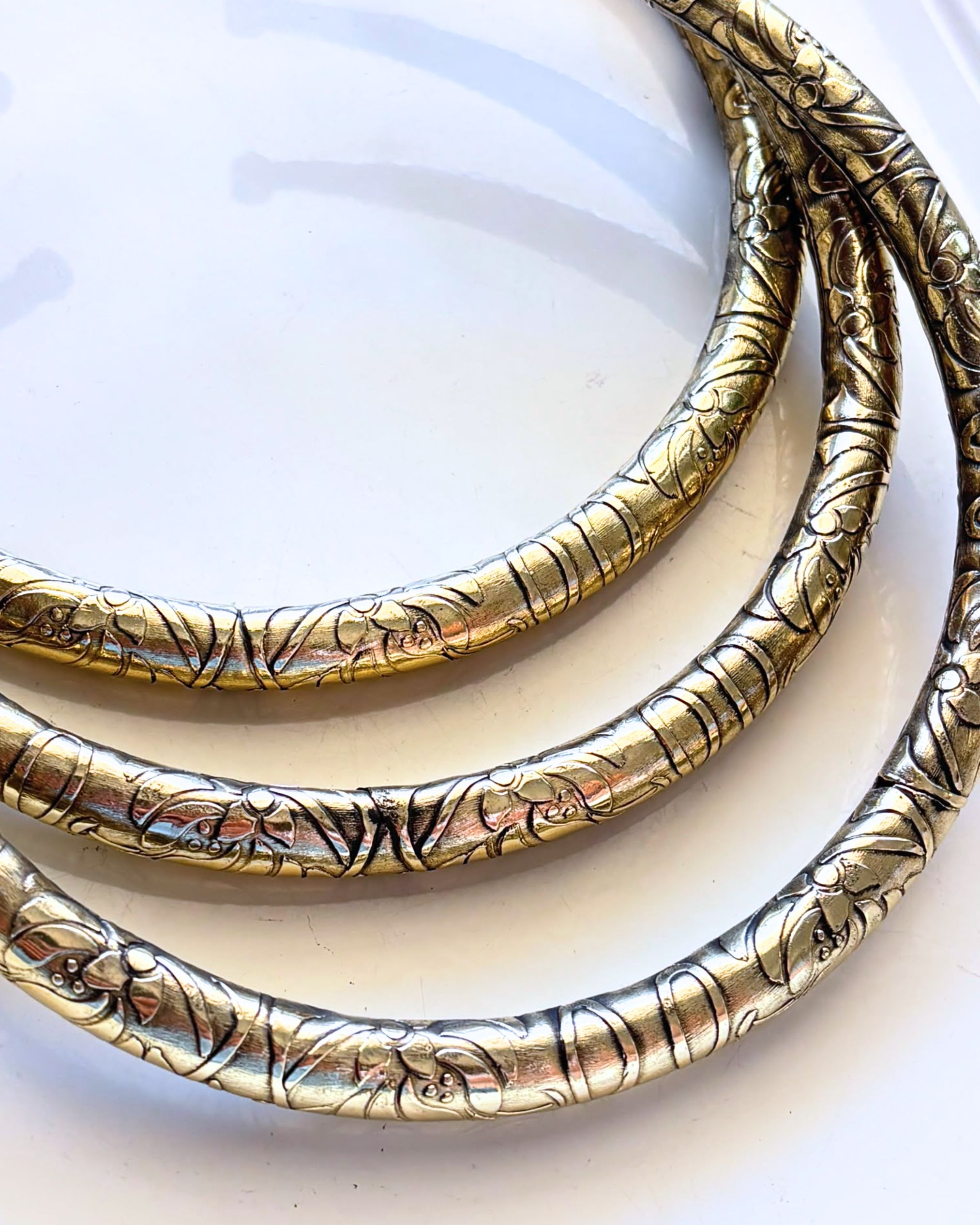 Vintage Floral Engraved Brass Choker - Image 5