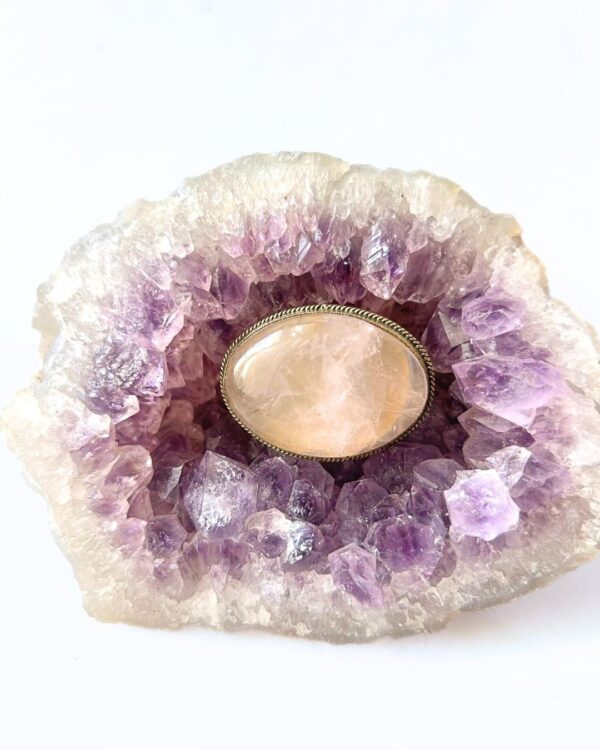 38mm Oval Rose Quartz Grooved Stone