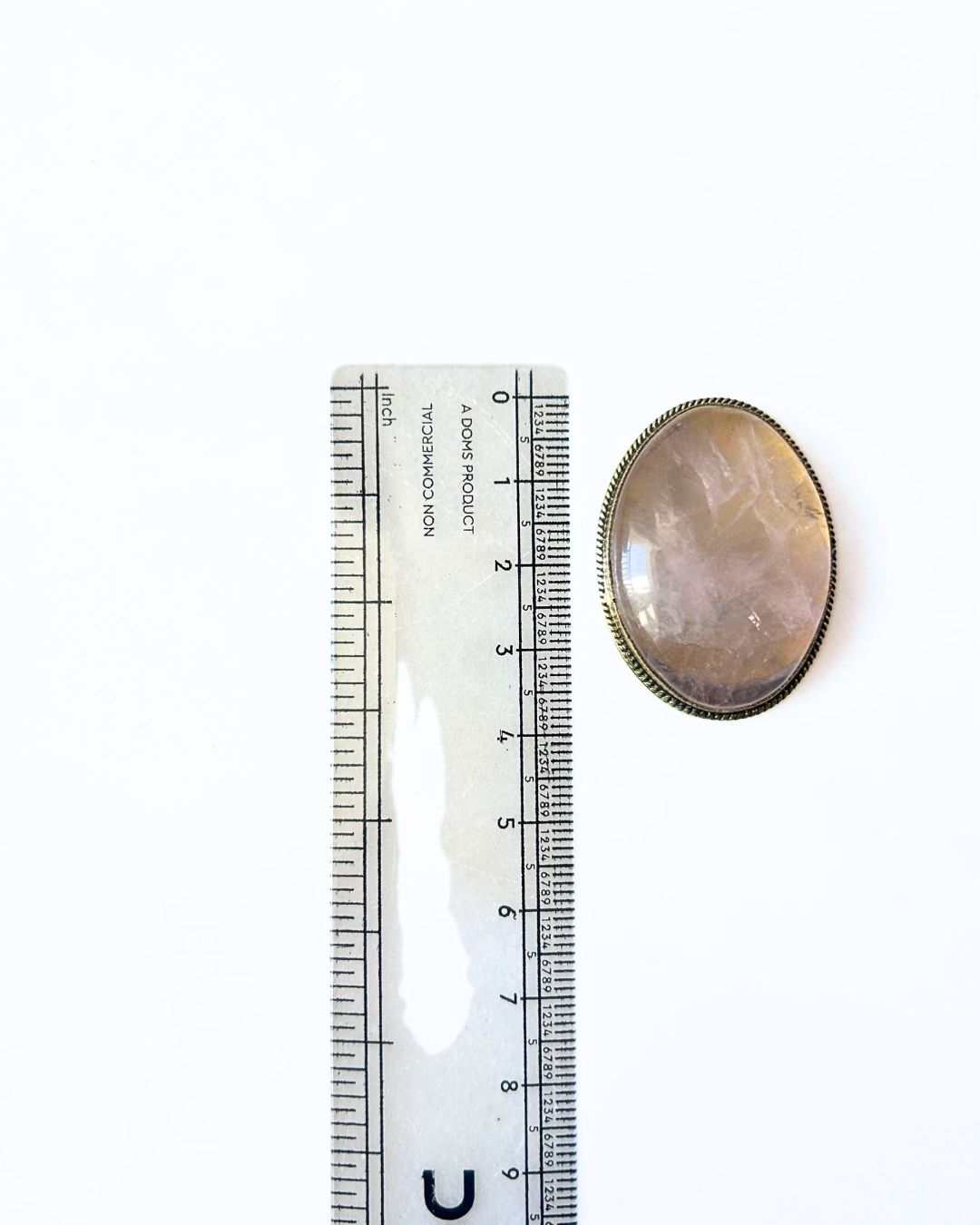 38mm Oval Rose Quartz Grooved Stone - Image 2