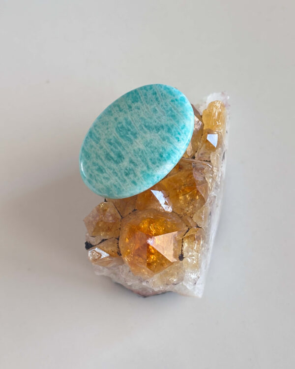 34mm Amazonite Cabochon for Macramé Jewelry