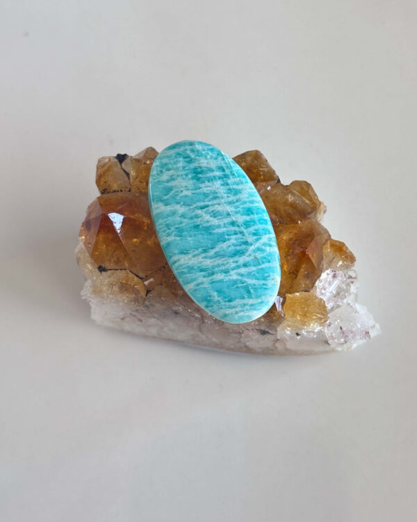 37mm Amazonite Cabochon for Macramé Jewelry