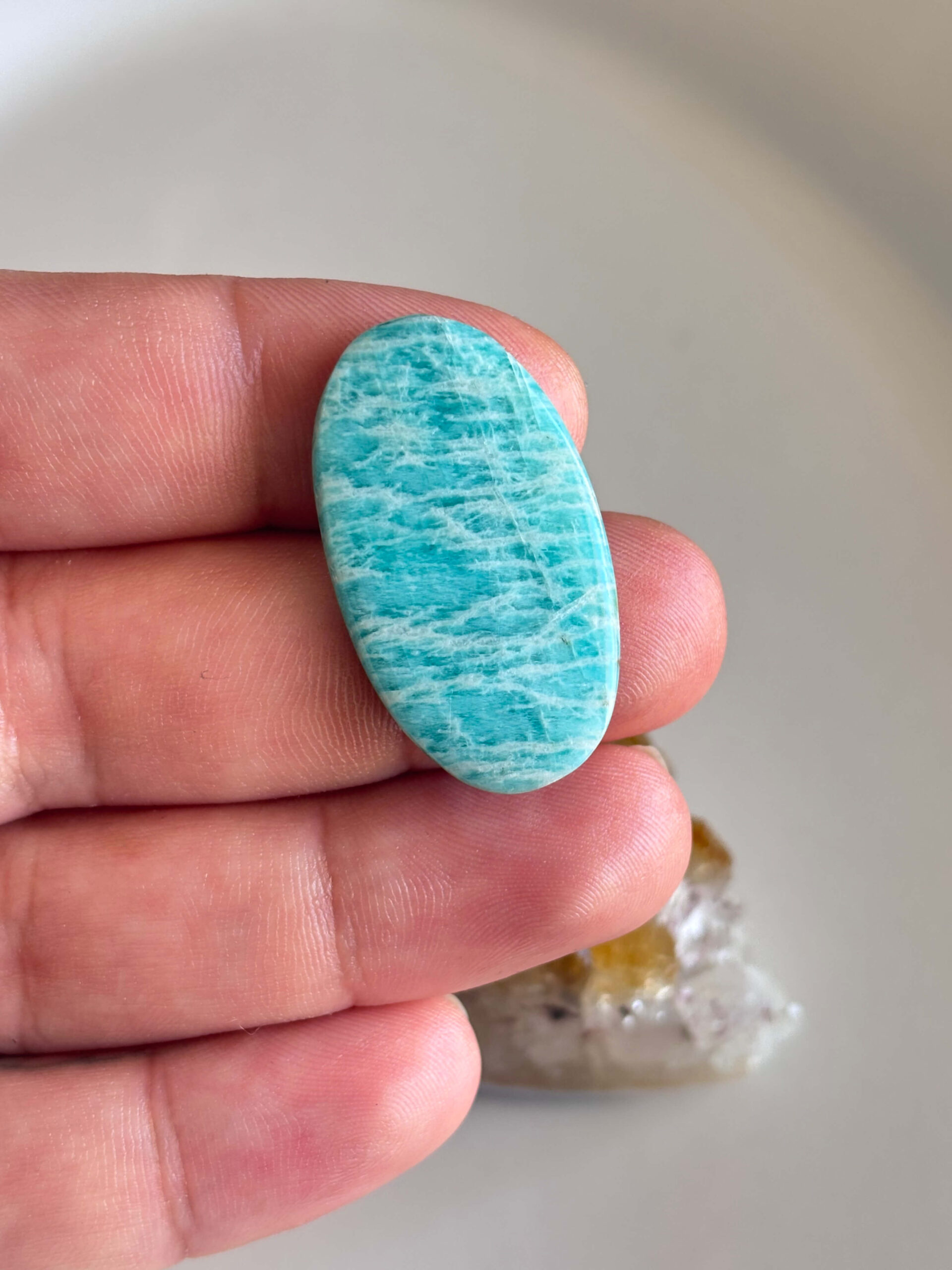 37mm Amazonite Cabochon for Macramé Jewelry - Image 2