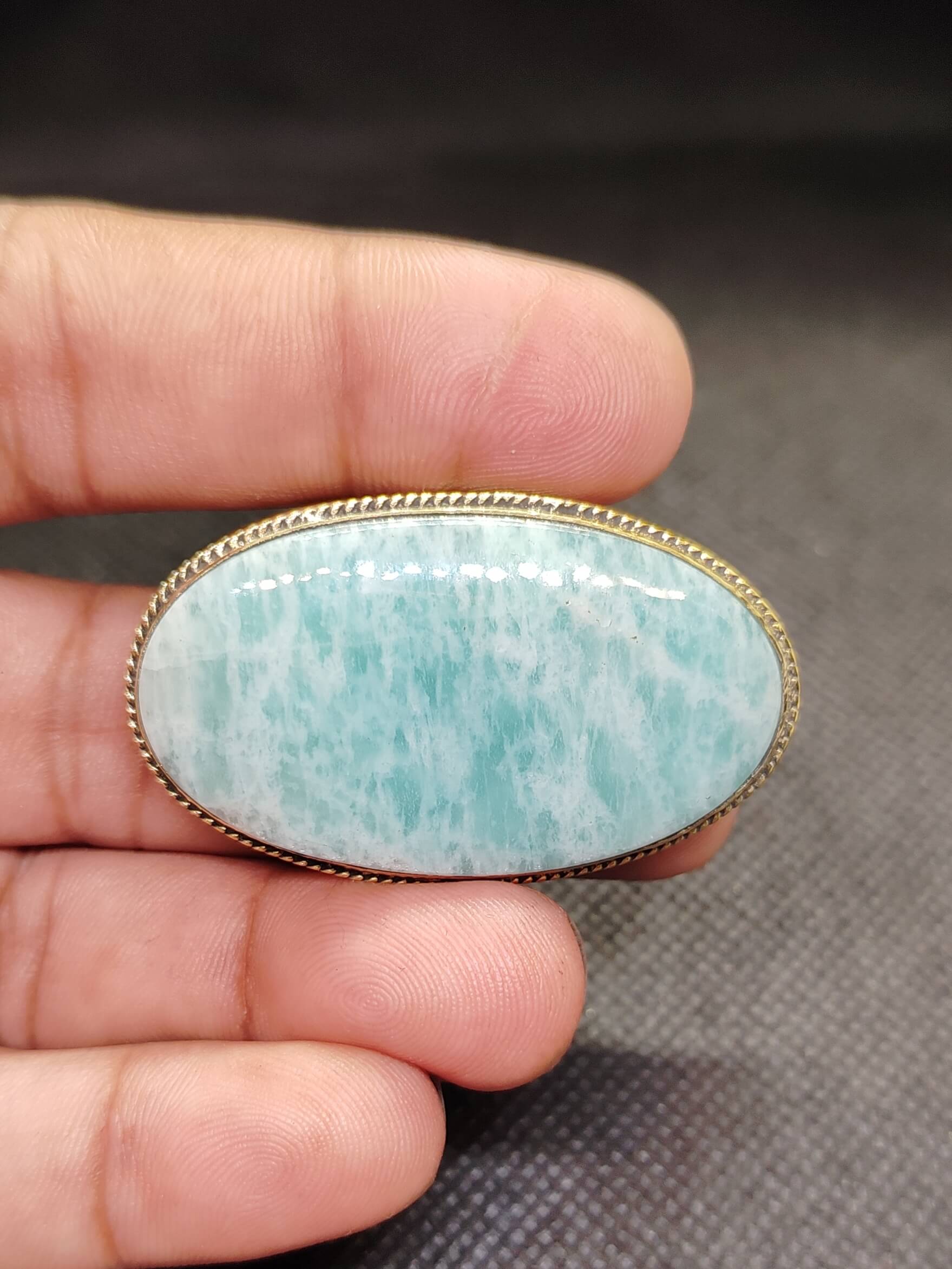 47mm Natural Amazonite Stone with Groove - Image 2