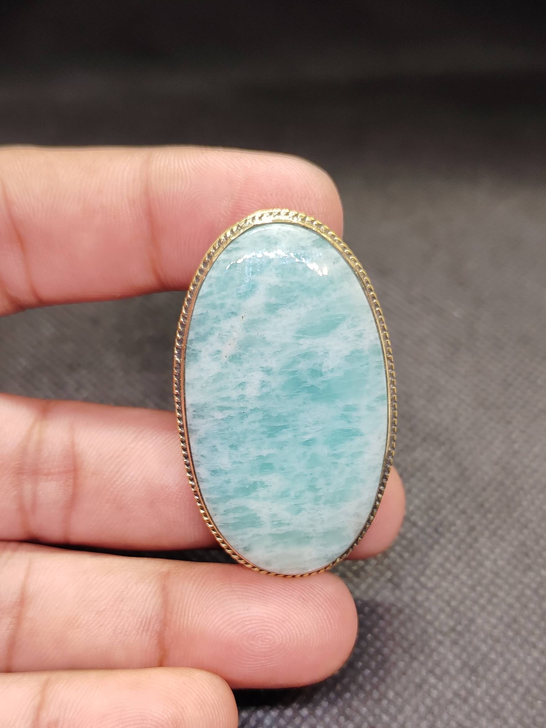 47mm Natural Amazonite Stone with Groove