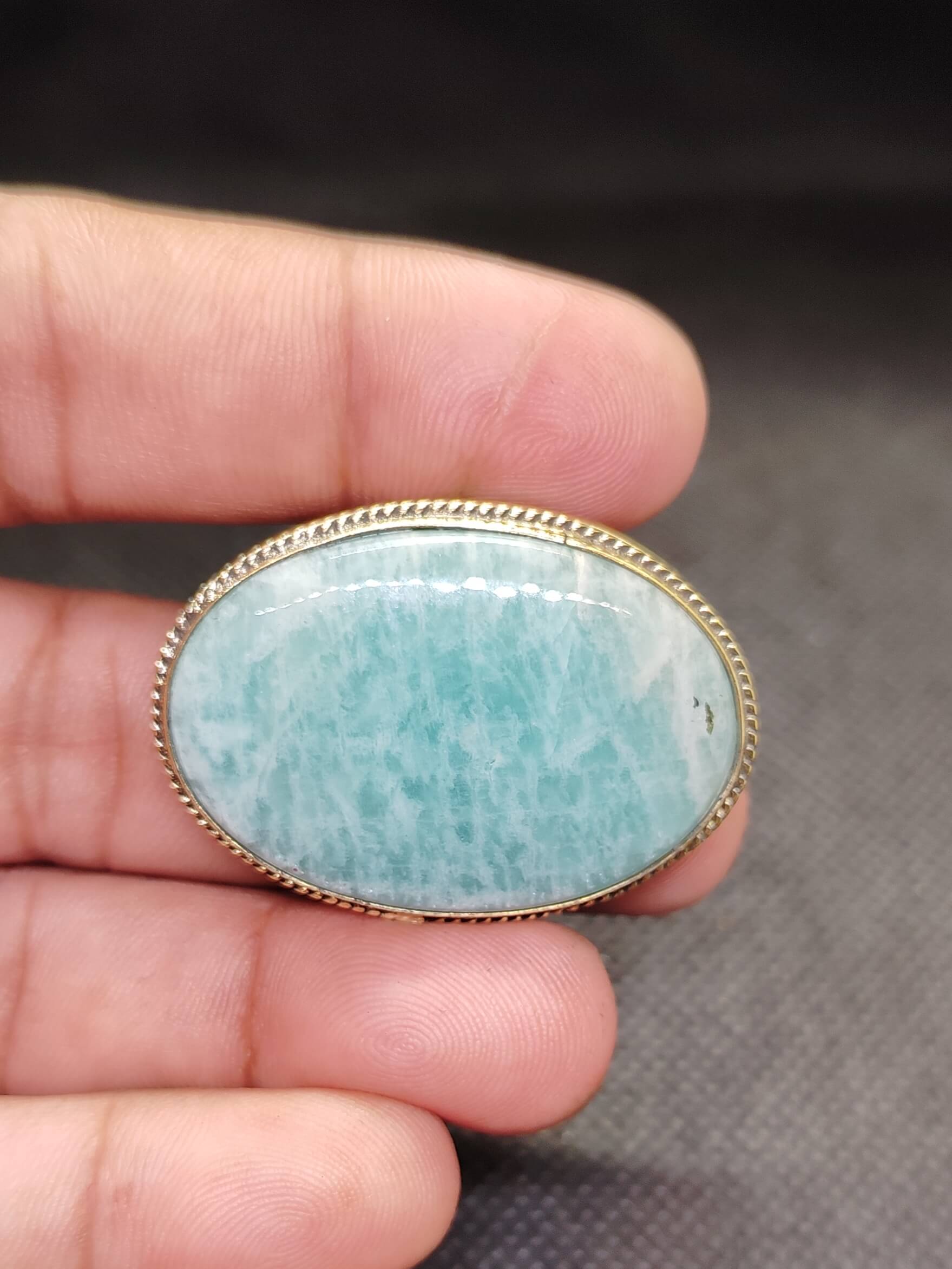41mm Amazonite Pendant Stone with Groove - Image 2