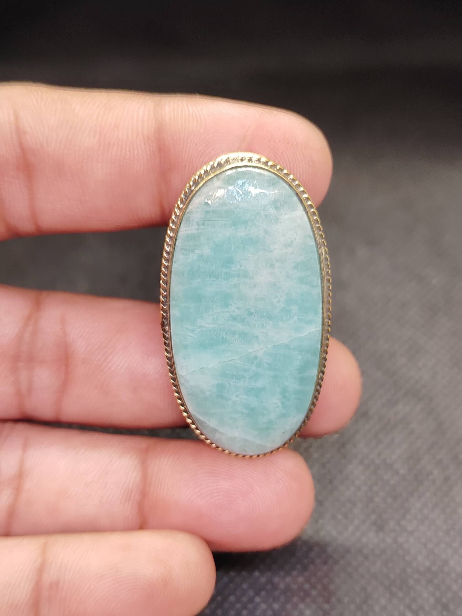 44mm Hand Selected Amazonite Grooved Stone