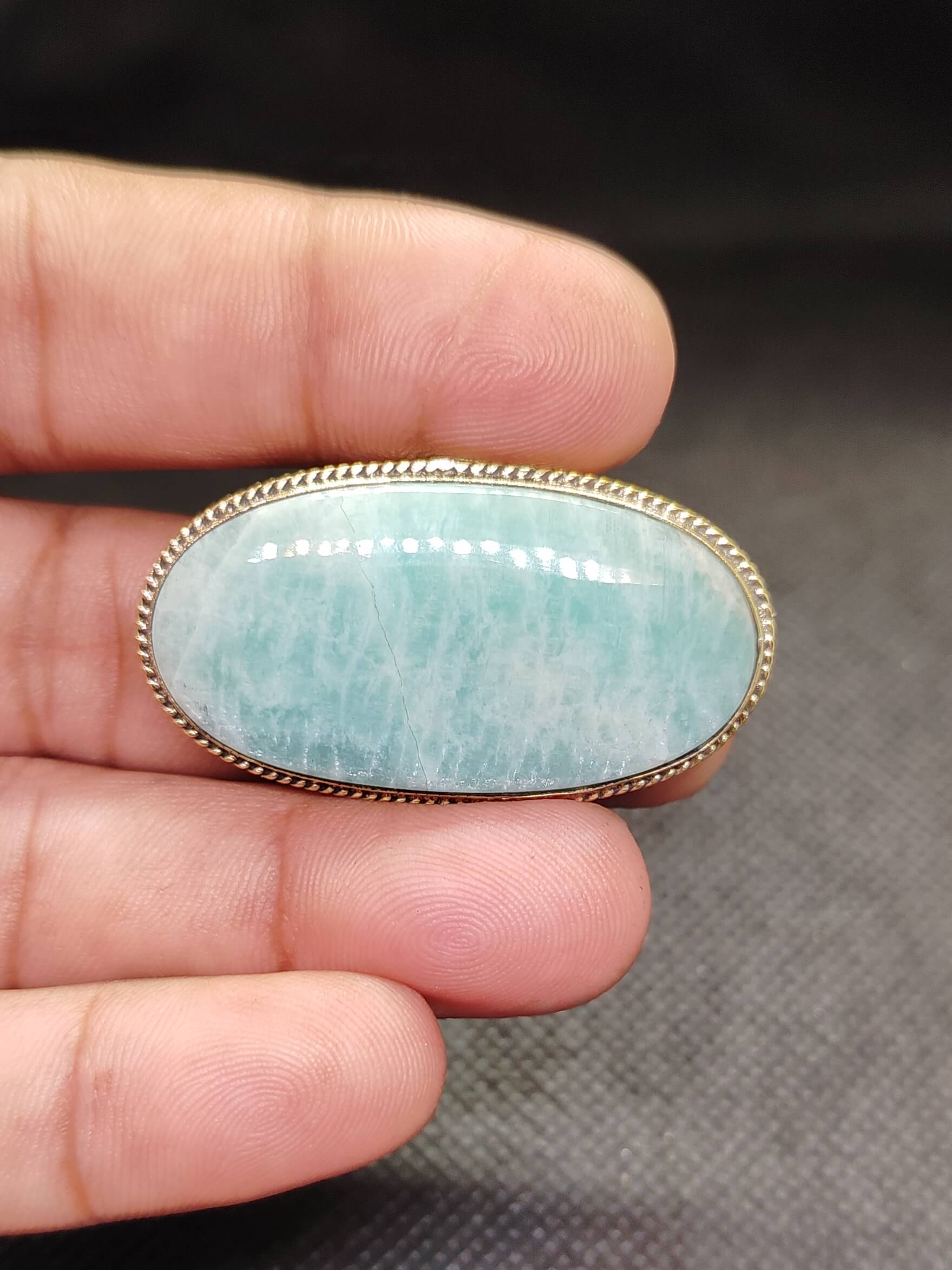 44mm Hand Selected Amazonite Grooved Stone - Image 2