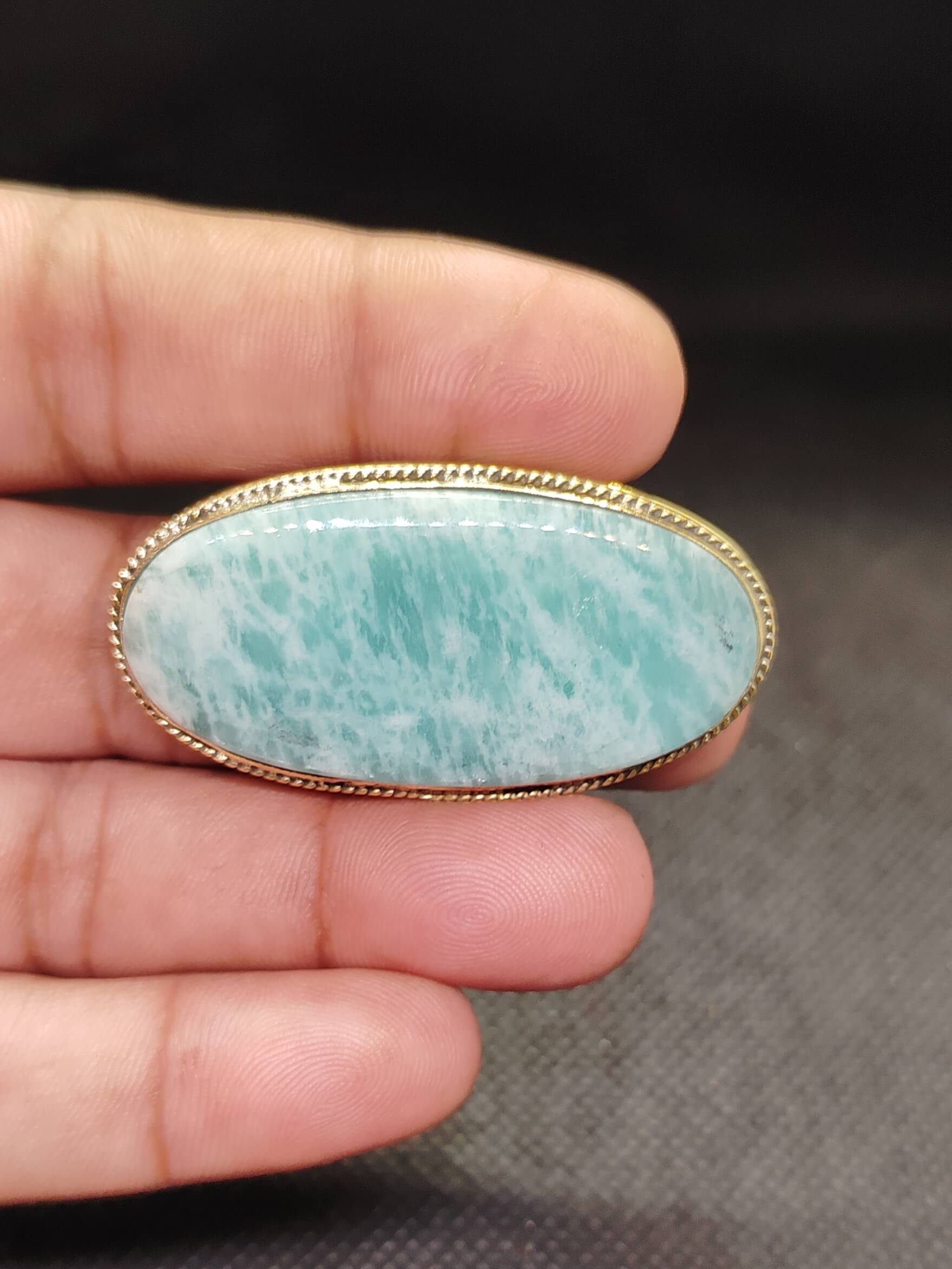 50mm Large Amazonite Grooved Stone - Image 2
