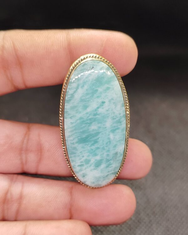 50mm Large Amazonite Grooved Stone