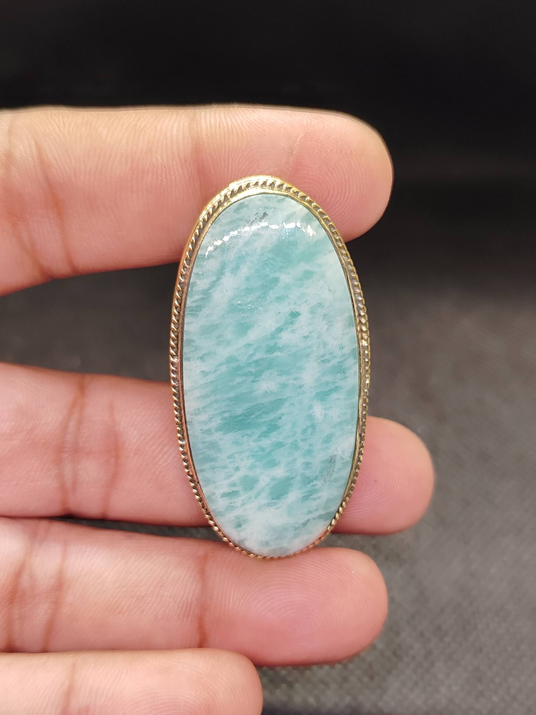 50mm Large Amazonite Grooved Stone