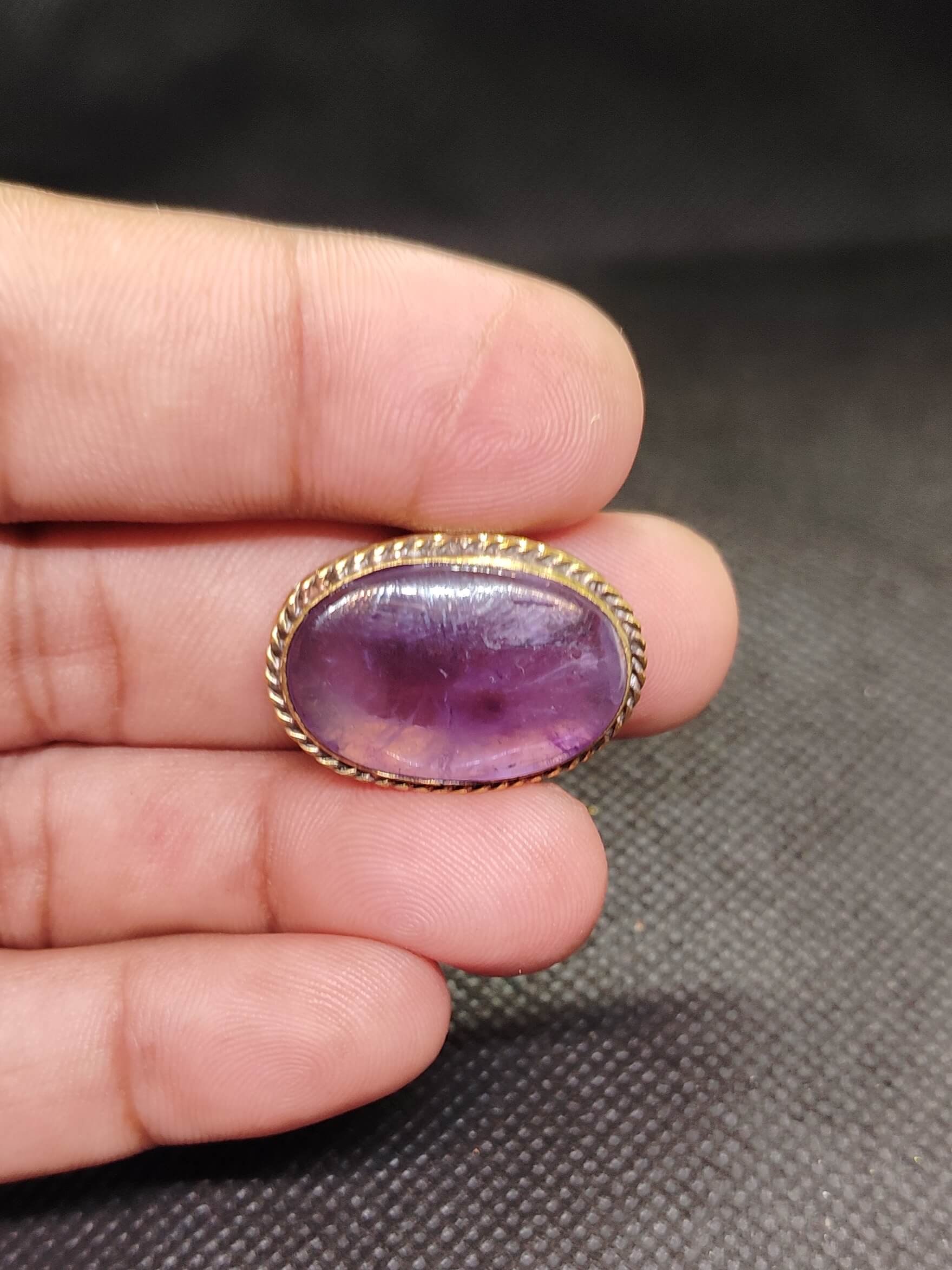 26mm Amethyst Grooved Stone - Image 2