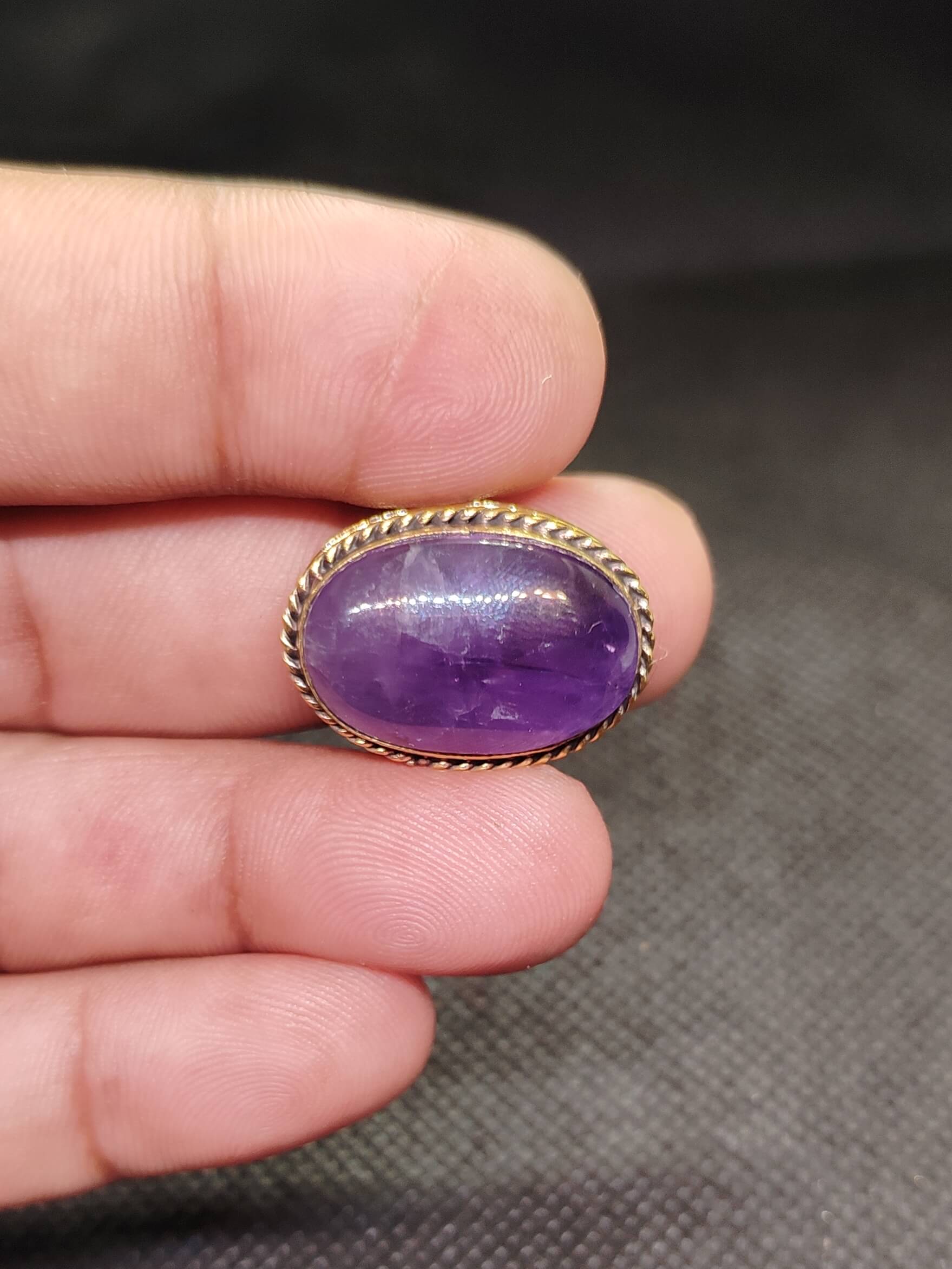24mm Amethyst Grooved Stone - Image 2