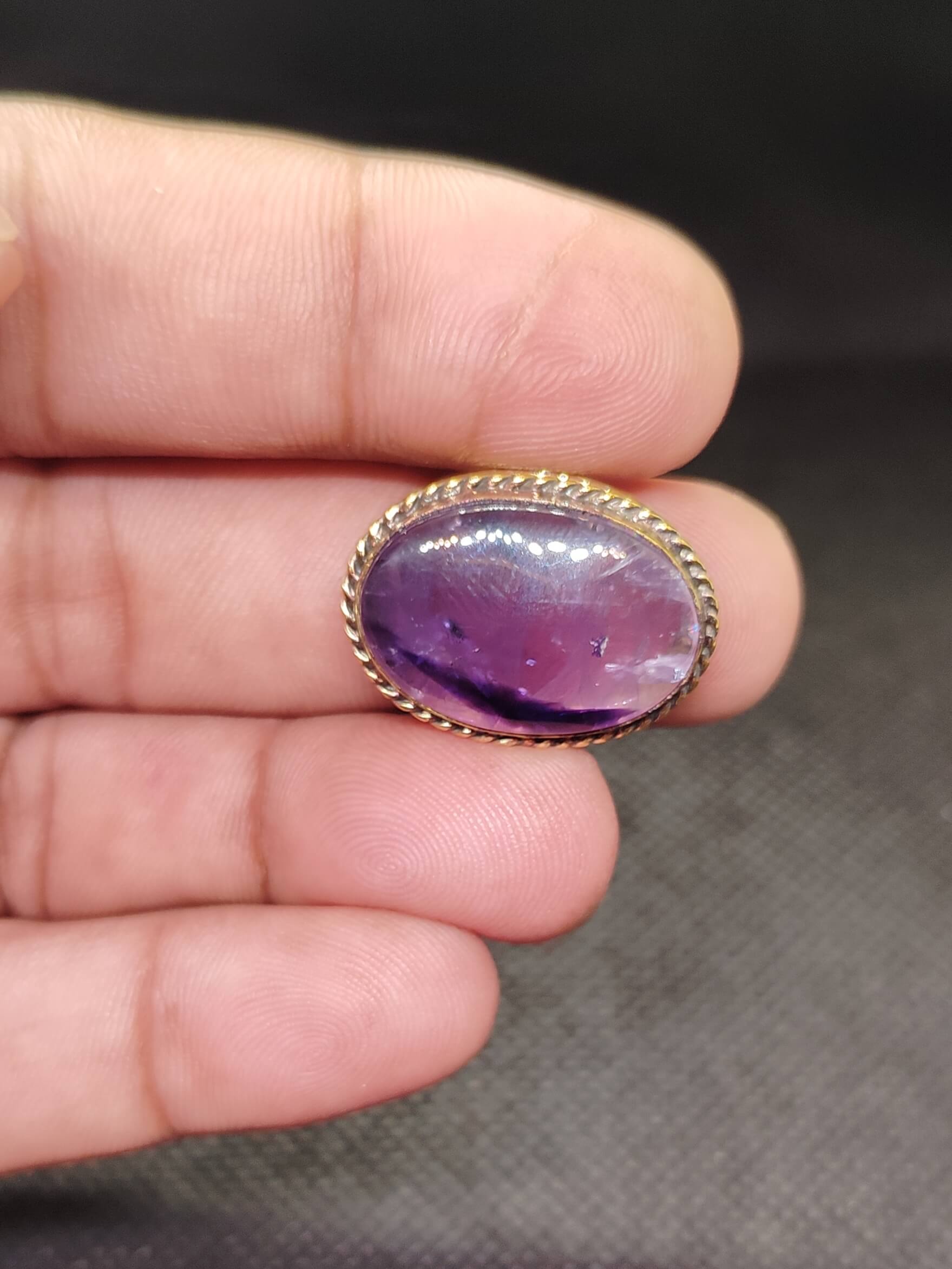 24mm Amethyst Grooved Stone - Image 2