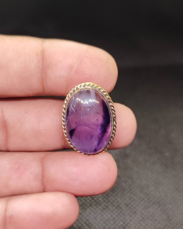 24mm Amethyst Grooved Stone