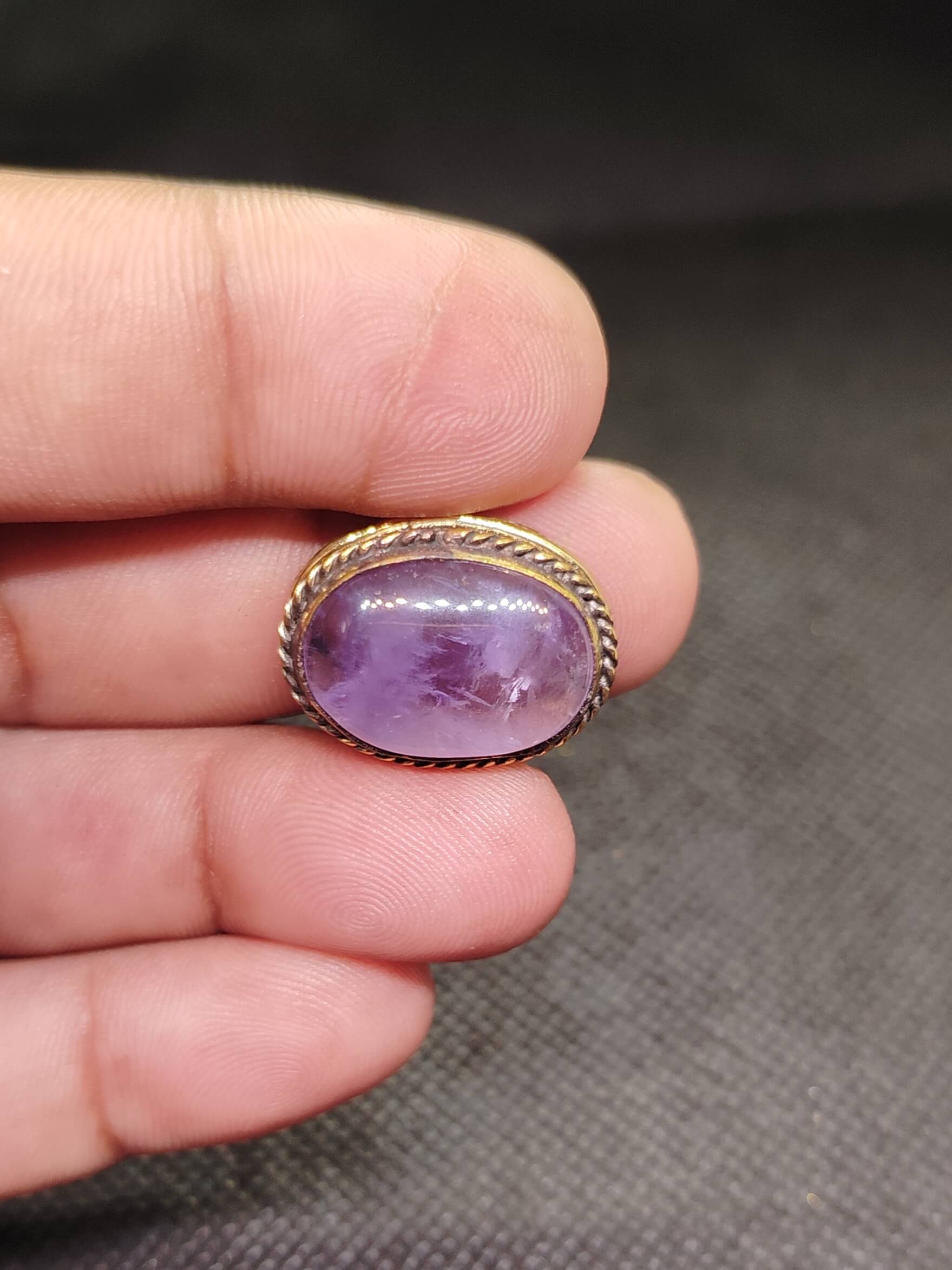 21mm Amethyst Grooved Stone - Image 2