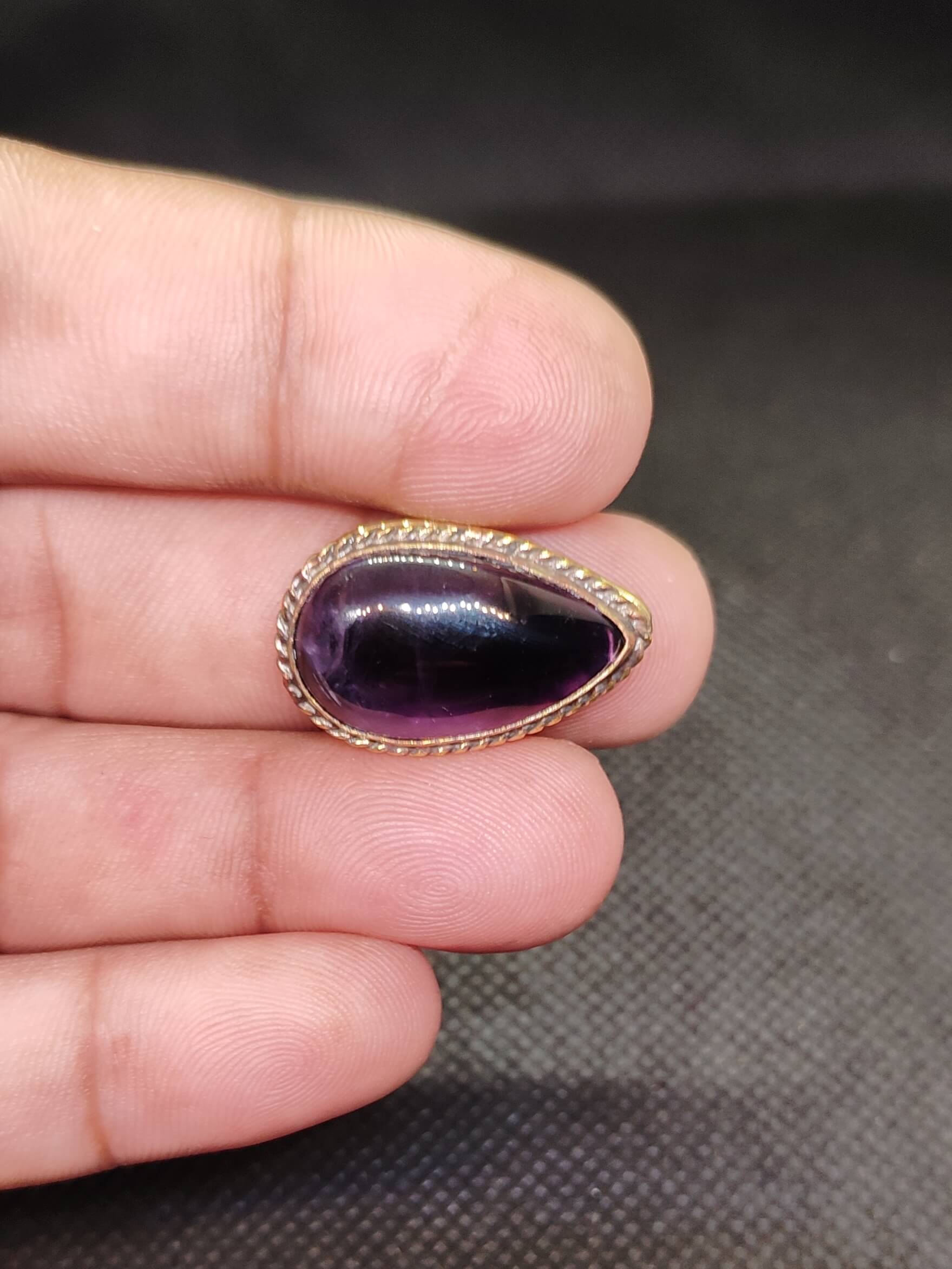 25mm Amethyst Grooved Stone - Image 2