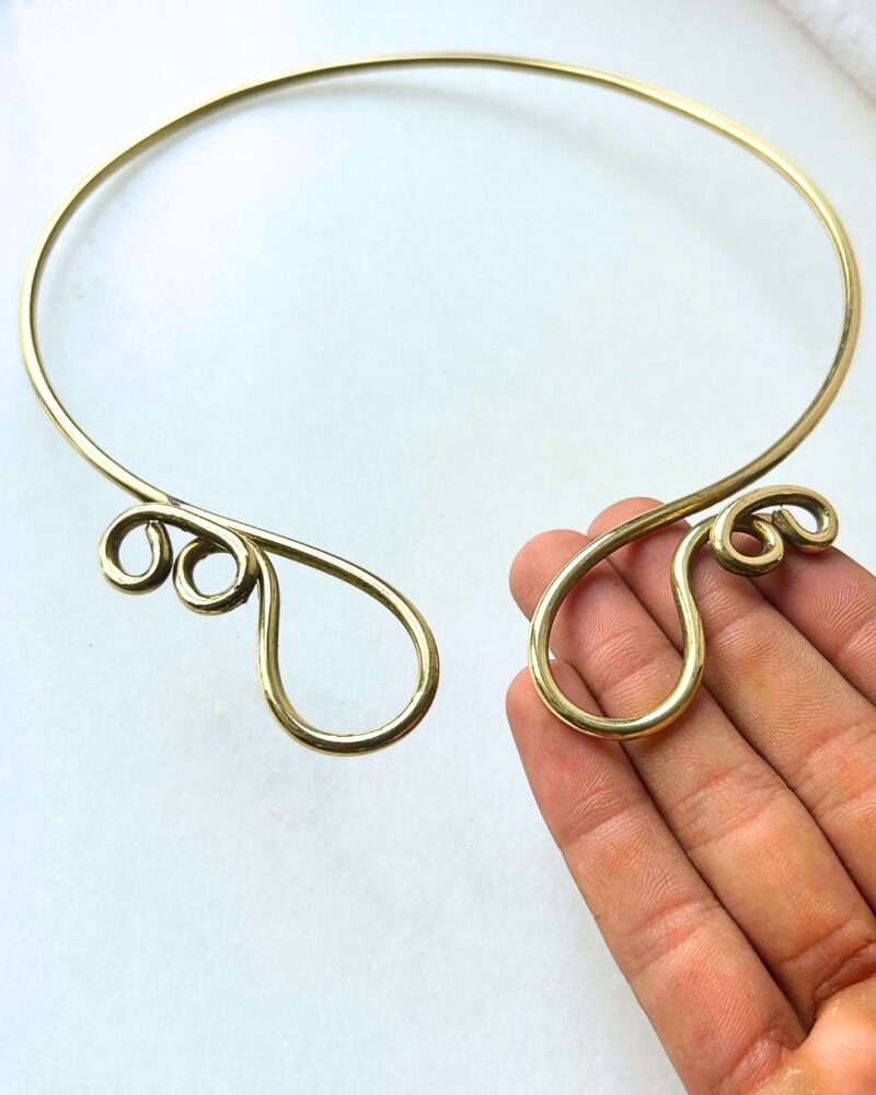 Spiral Sculptural Brass Choker - Image 4