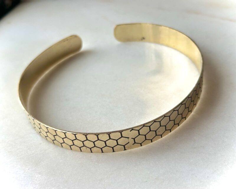 Honeycomb Geometry Wide Brass Choker - Image 2