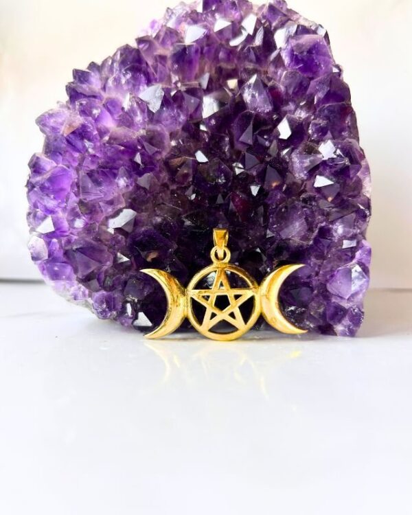 Triple Moon Pentacle Brass Pendant