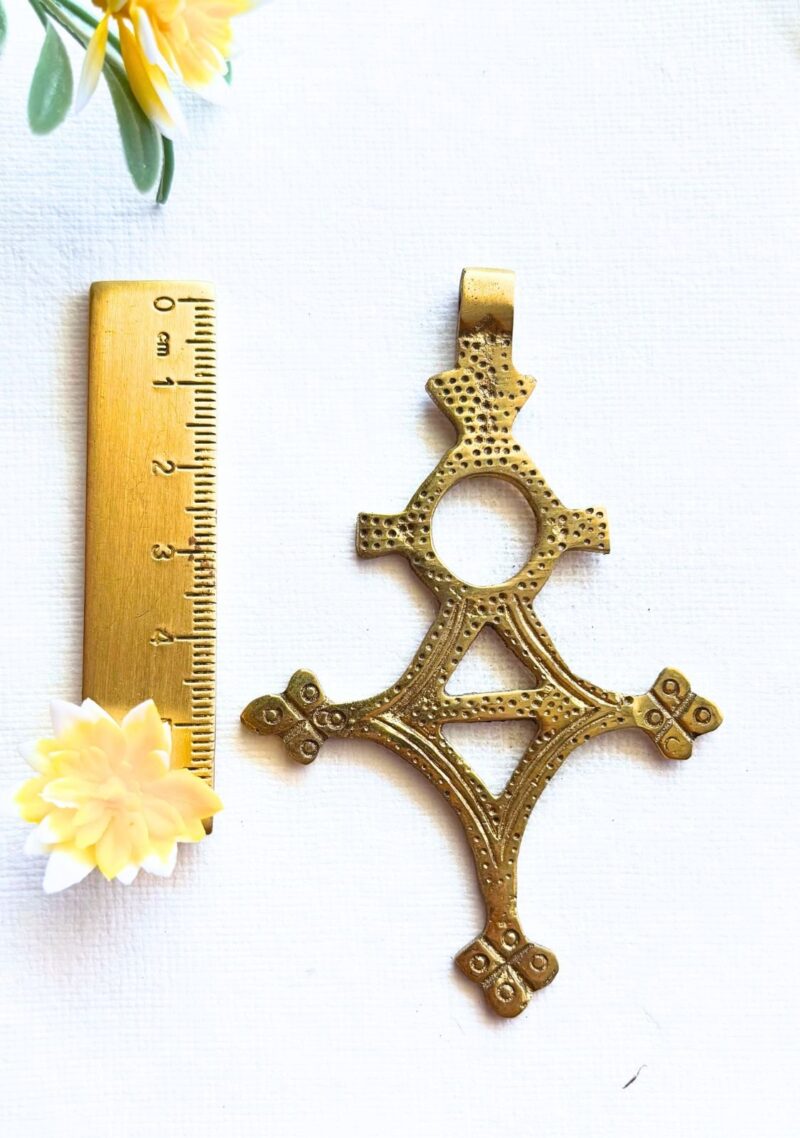 African Brass Cross Pendant - Image 2
