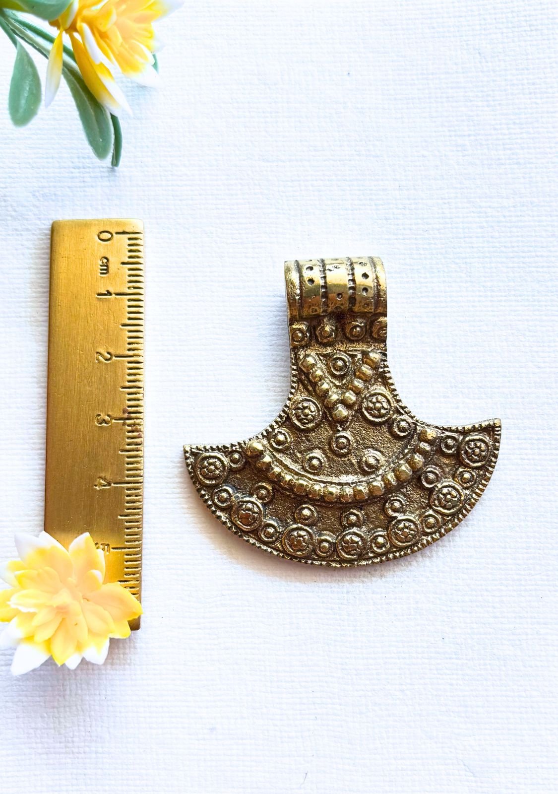 Big Ethnic Brass Pendant – Single Piece - Image 2