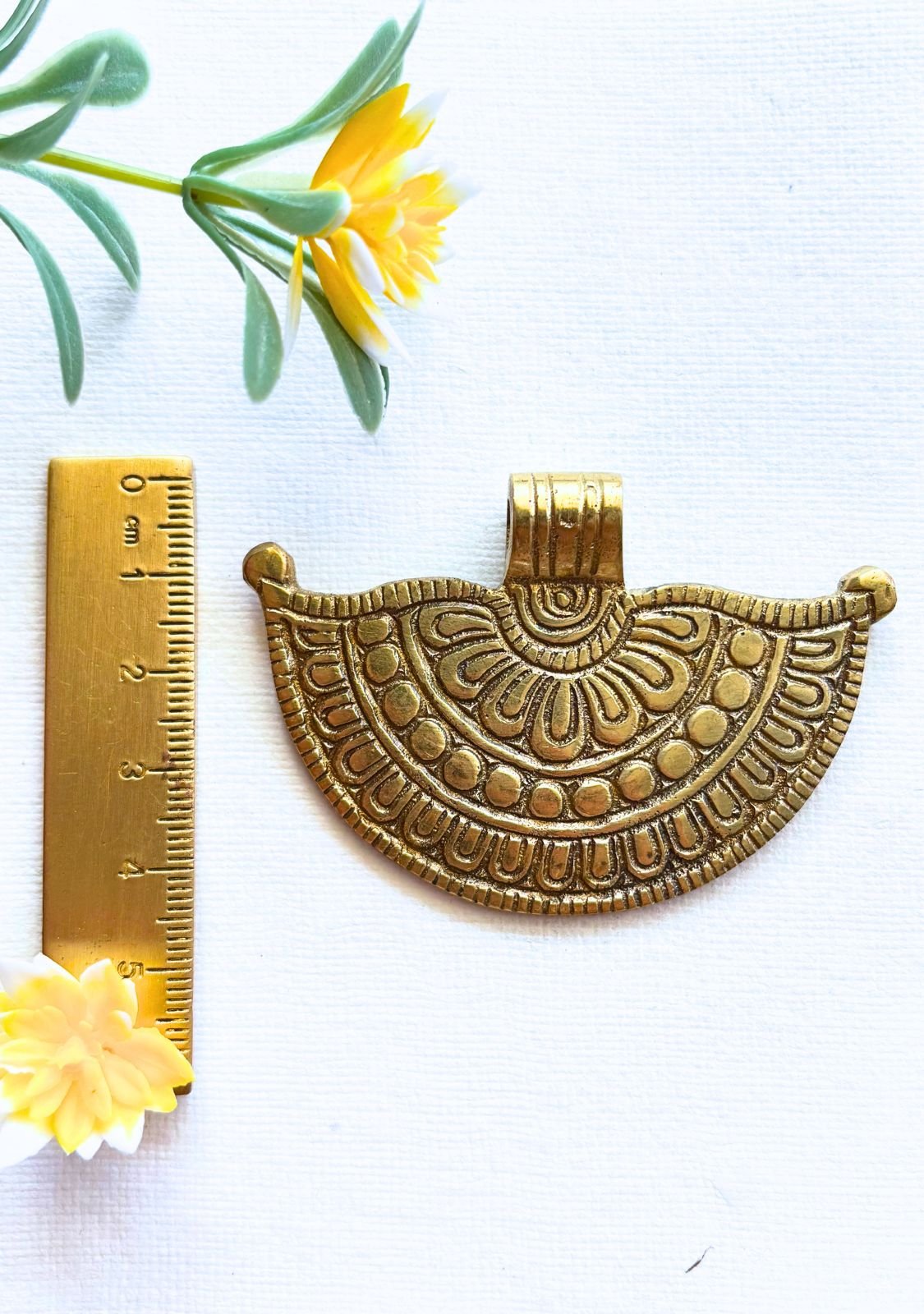 Big Ethnic Brass Pendant – Single Piece - Image 3