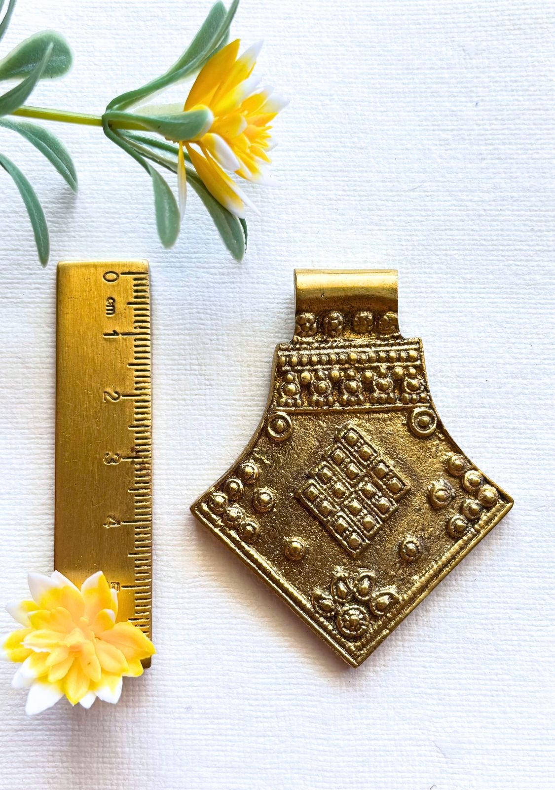 Big Ethnic Brass Pendant – Single Piece - Image 3
