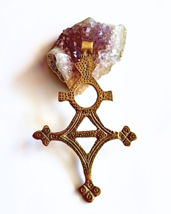 African Brass Cross Pendant